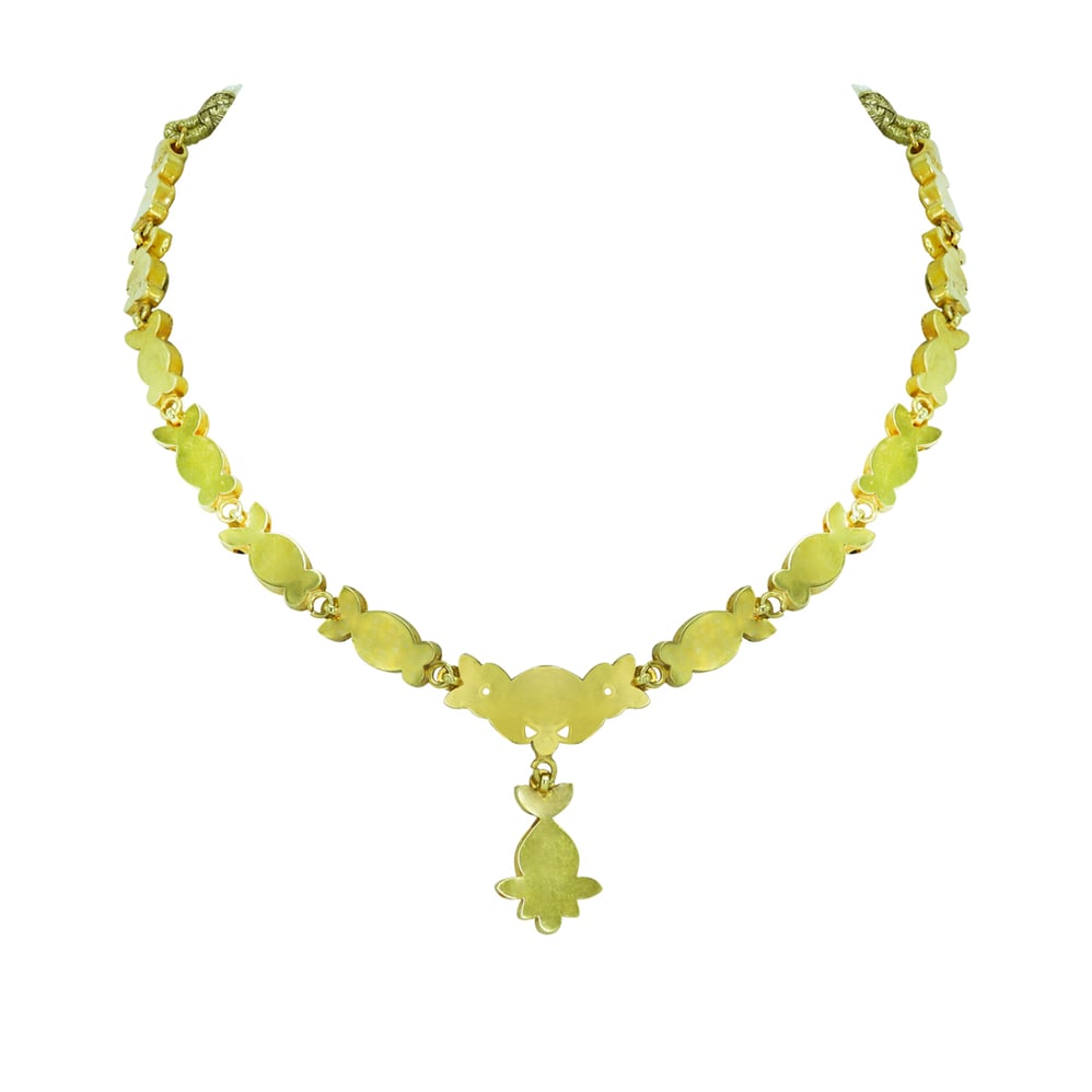 Polki Necklace with Black Meena Oval Motif